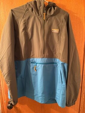 L.L. Bean Olive Green & Bright Blue Hooded Utility Anorak XL Women’s NWOT